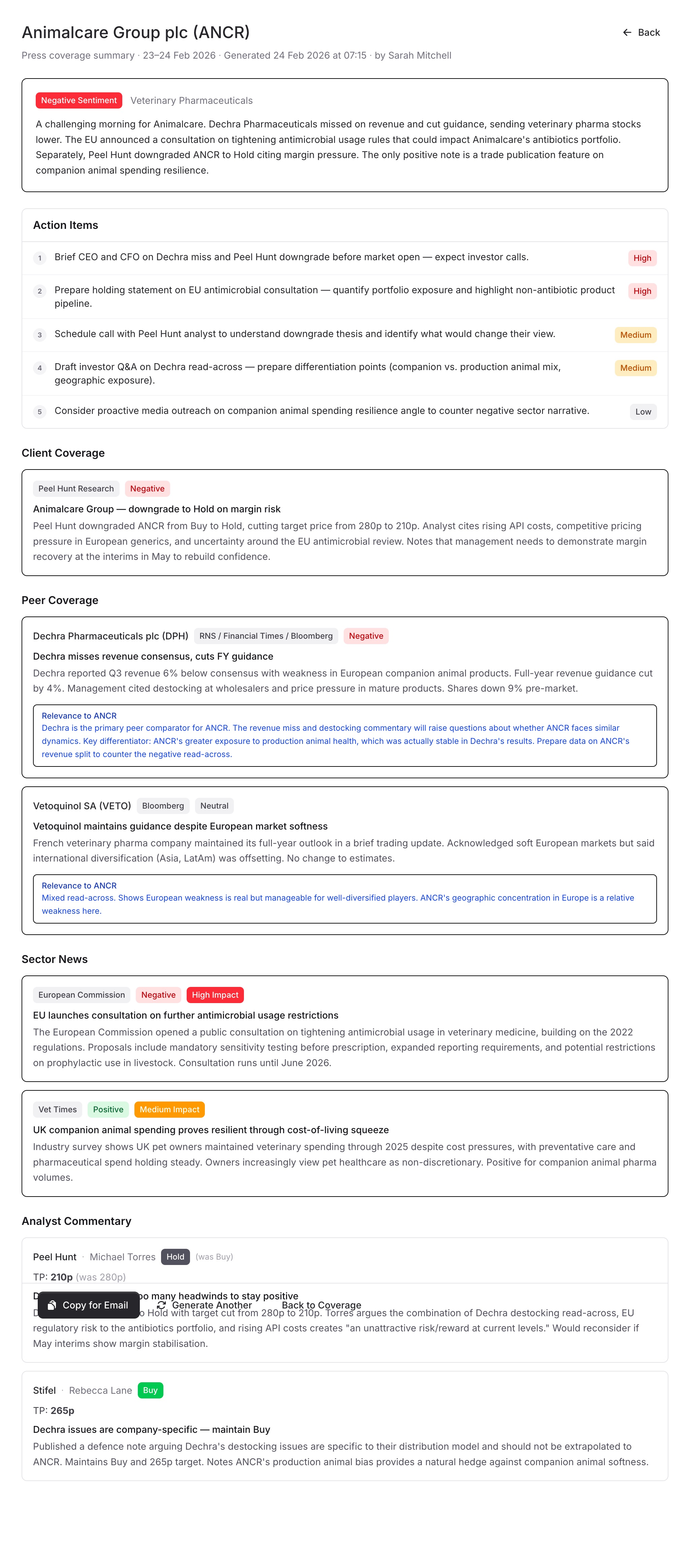 Daily Press Coverage Summary